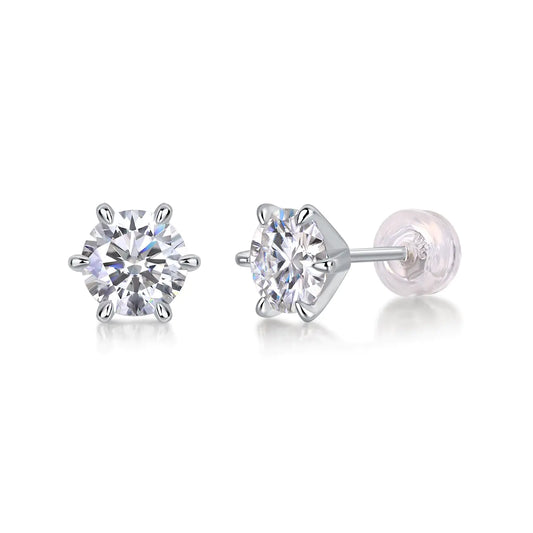 Moissanite Cluster Silver Stud Earrings