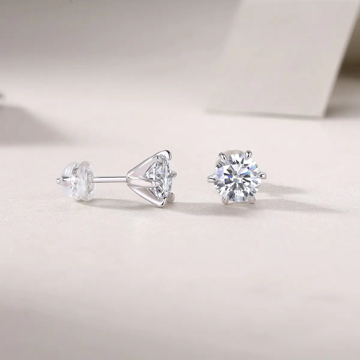 Moissanite Cluster Silver Stud Earrings