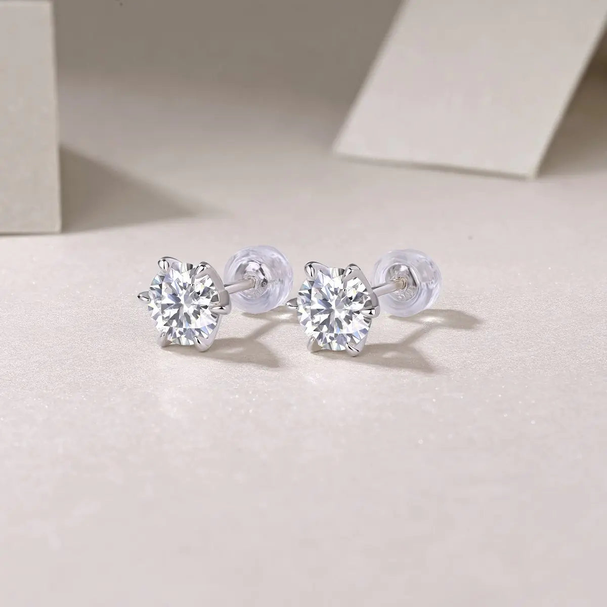 Moissanite Cluster Silver Stud Earrings