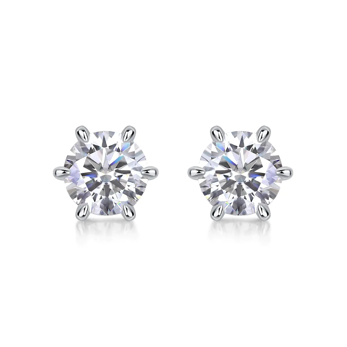 Moissanite Cluster Silver Stud Earrings